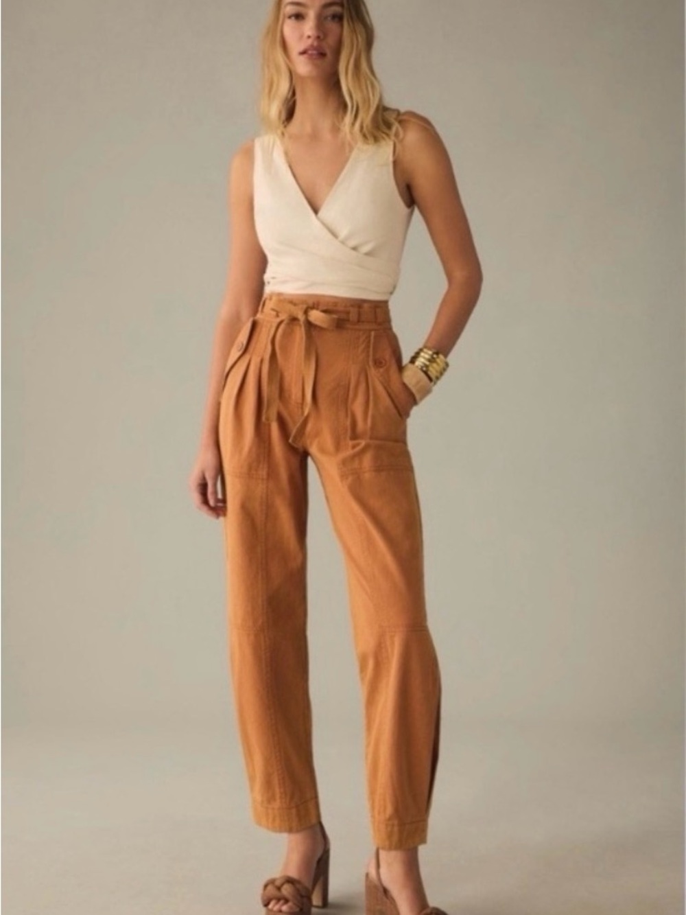 Moon River Anthropologie Pleated Barrel Pants